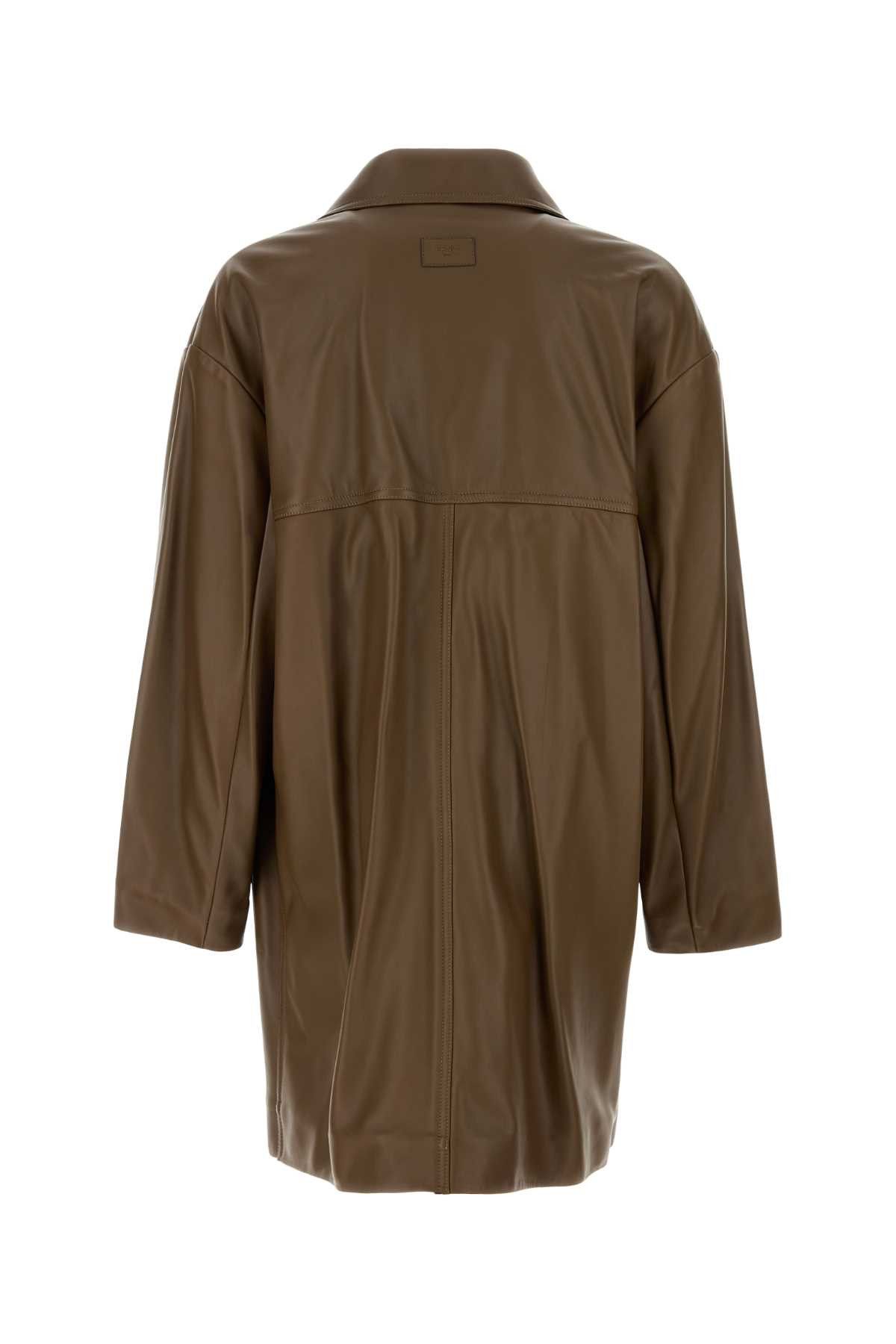 Fendi Brown Nappa Leather Coat Size US M / EU 48-50 / 2 - 2 Thumbnail
