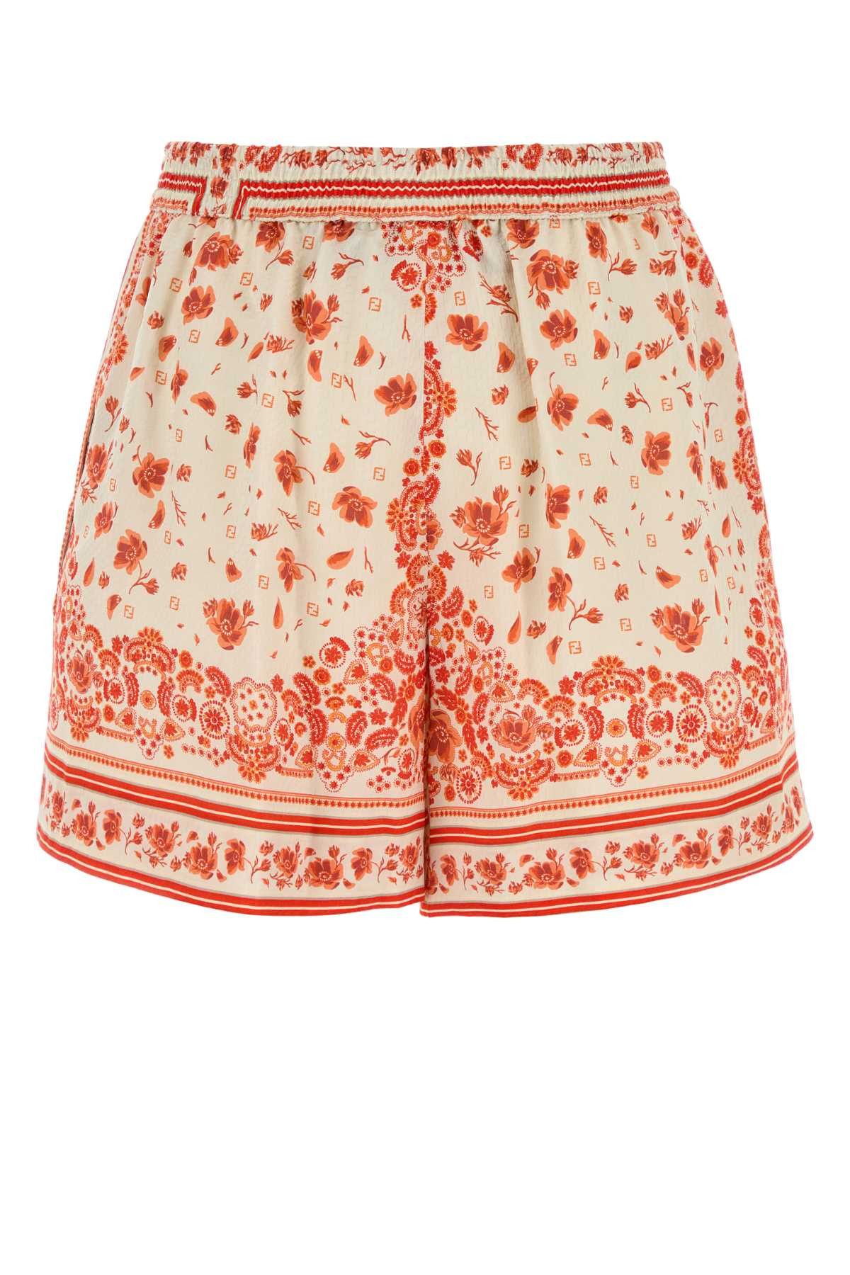 Fendi Printed Silk Shorts Size 28" / US 6 / IT 42 - 2 Thumbnail