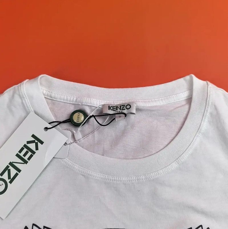 Kenzo KENZO Summer White Cotton Graphic Tee 0089 Size S / US 4 / IT 40 - 3 Thumbnail