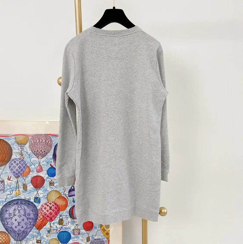 Kenzo KENZO Gray Long Sleeve Cotton Dress 0089 Size S / US 4 / IT 40 - 2 Thumbnail