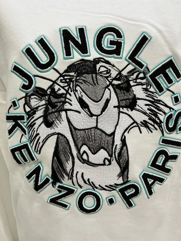 Kenzo Kenzo White Cotton Tiger Head Long Sleeve Top 0089 Size L / US 10 / IT 46 - 2 Thumbnail