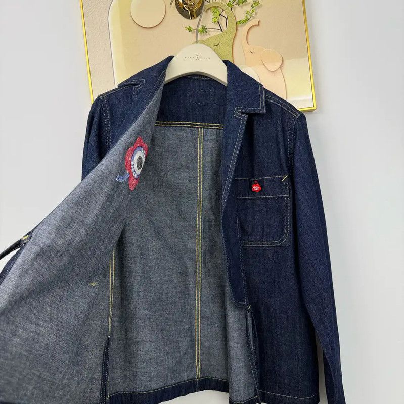 Kenzo KENZO Deep Blue Cotton Embroidered Jacket 0089 Size XS / US 0-2 / IT 36-38 - 3 Thumbnail