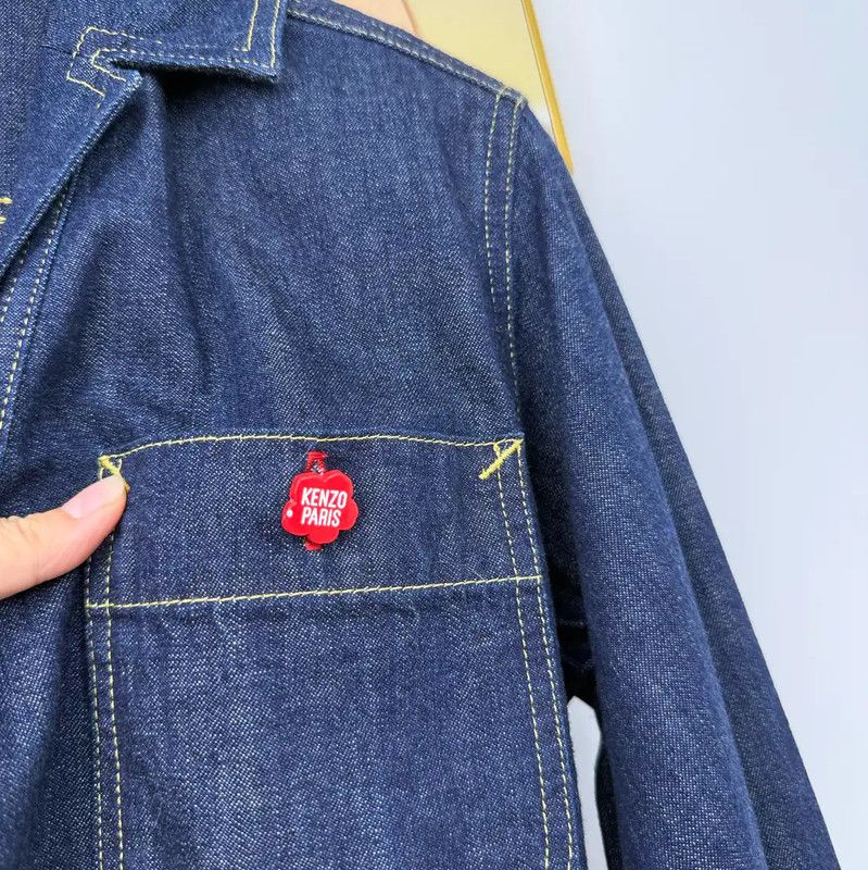 Kenzo KENZO Deep Blue Cotton Embroidered Jacket 0089 Size XS / US 0-2 / IT 36-38 - 5 Thumbnail