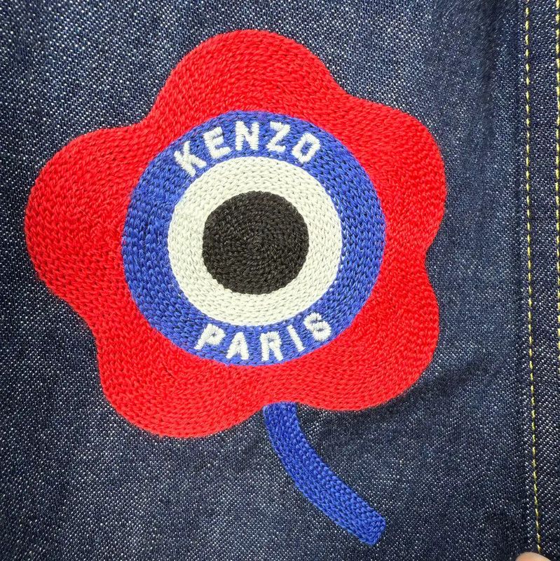 Kenzo KENZO Deep Blue Cotton Embroidered Jacket 0089 Size XS / US 0-2 / IT 36-38 - 6 Thumbnail