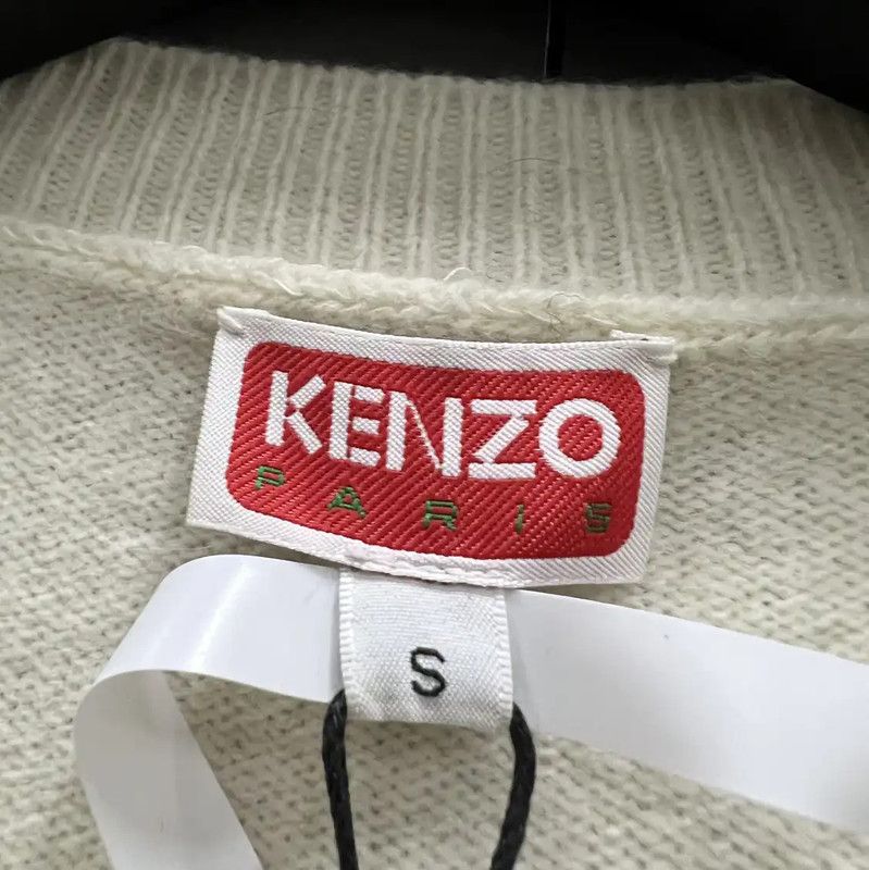 Kenzo KENZO Wool Logo Cropped Sweater in Cream 0089 Size S / US 4 / IT 40 - 2 Thumbnail