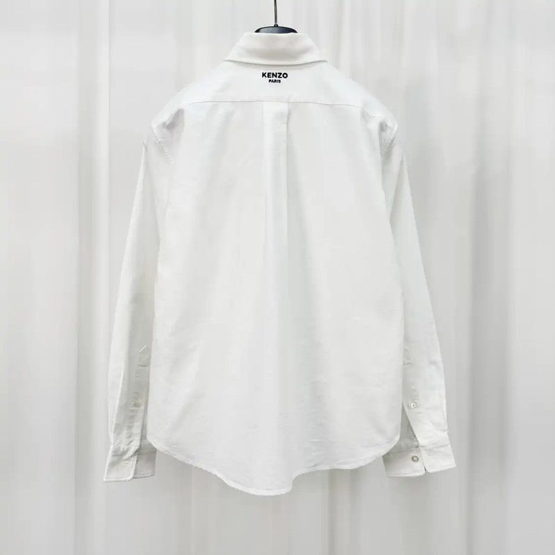 Kenzo KENZO White Long Sleeve Cotton Shirt with Logo 0089 Size S / US 4 / IT 40 - 2 Thumbnail