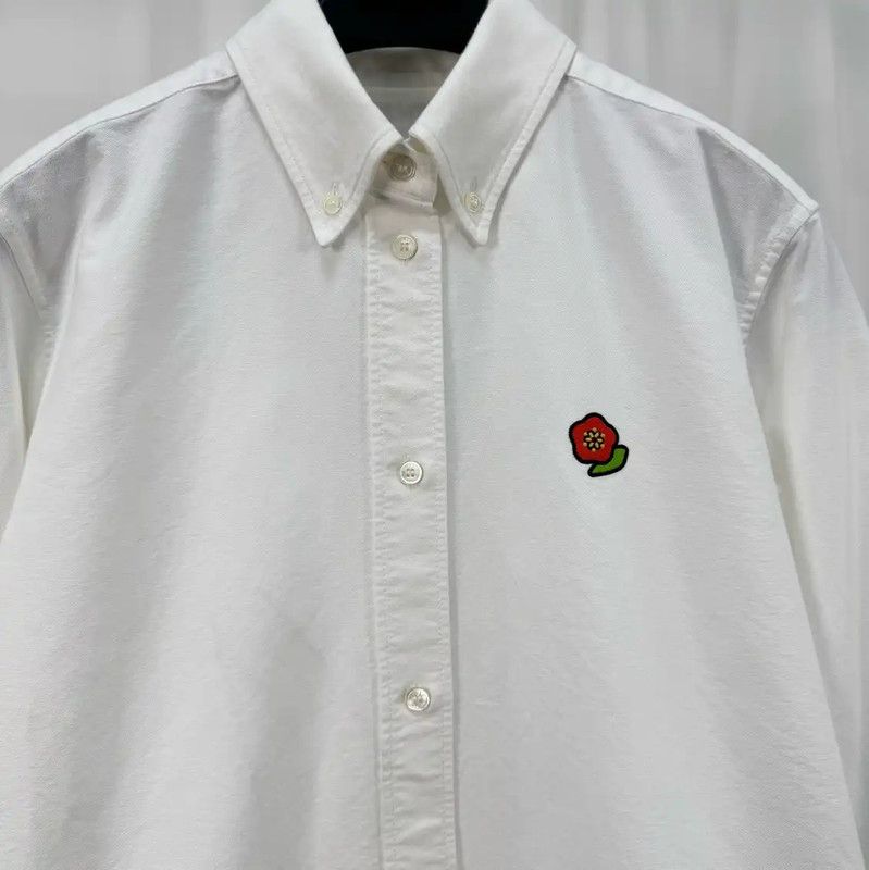 Kenzo KENZO White Long Sleeve Cotton Shirt with Logo 0089 Size S / US 4 / IT 40 - 3 Thumbnail