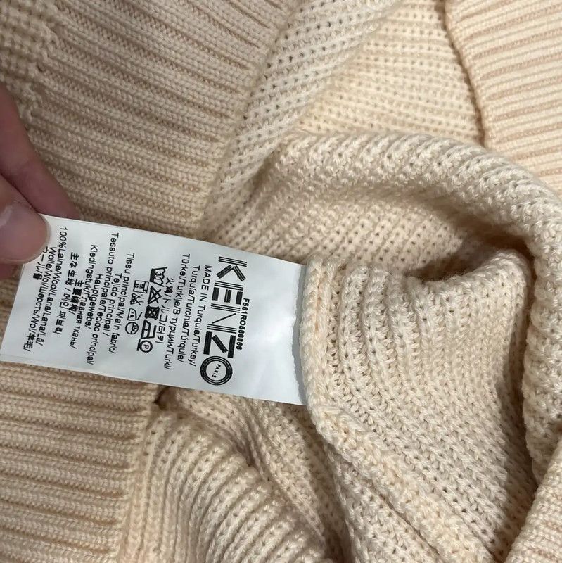 Kenzo KENZO Oversized Cream Wool Midi Dress 0089 Size S / US 4 / IT 40 - 5 Thumbnail