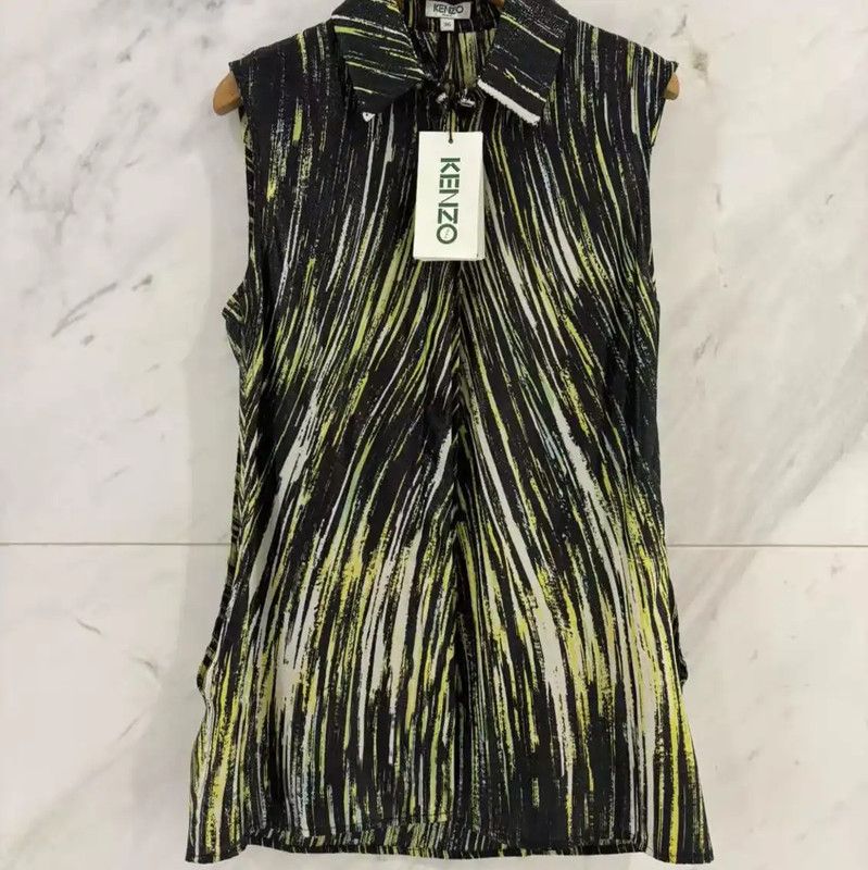 Kenzo KENZO Summer Striped Silk Blend Long Shirt 0089 Size S / US 4 / IT 40 - 7 Thumbnail