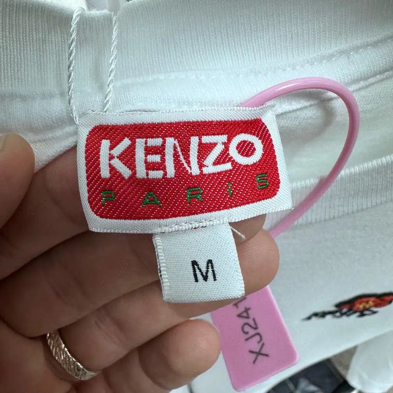 KENZO White Summer Cotton Embroidered T-Shirt 0089