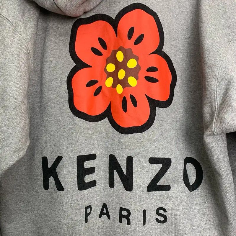 Kenzo KENZO Gray Cotton Printed Women's Hoodie 0089 Size L / US 10 / IT 46 - 5 Thumbnail