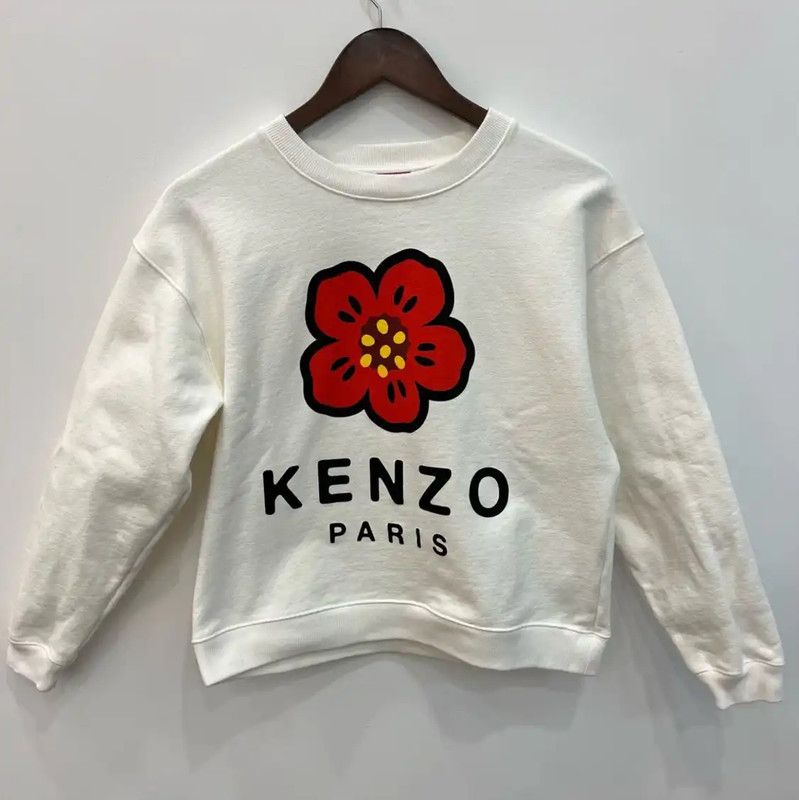 Kenzo KENZO White Cropped Long Sleeve Sweatshirt 0089 Size S / US 4 / IT 40 - 6 Thumbnail