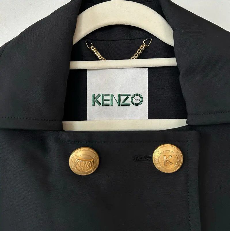 Kenzo KENZO Black Mid-Length Coat with Gold Buttons 0089 Size M / US 6-8 / IT 42-44 - 2 Thumbnail