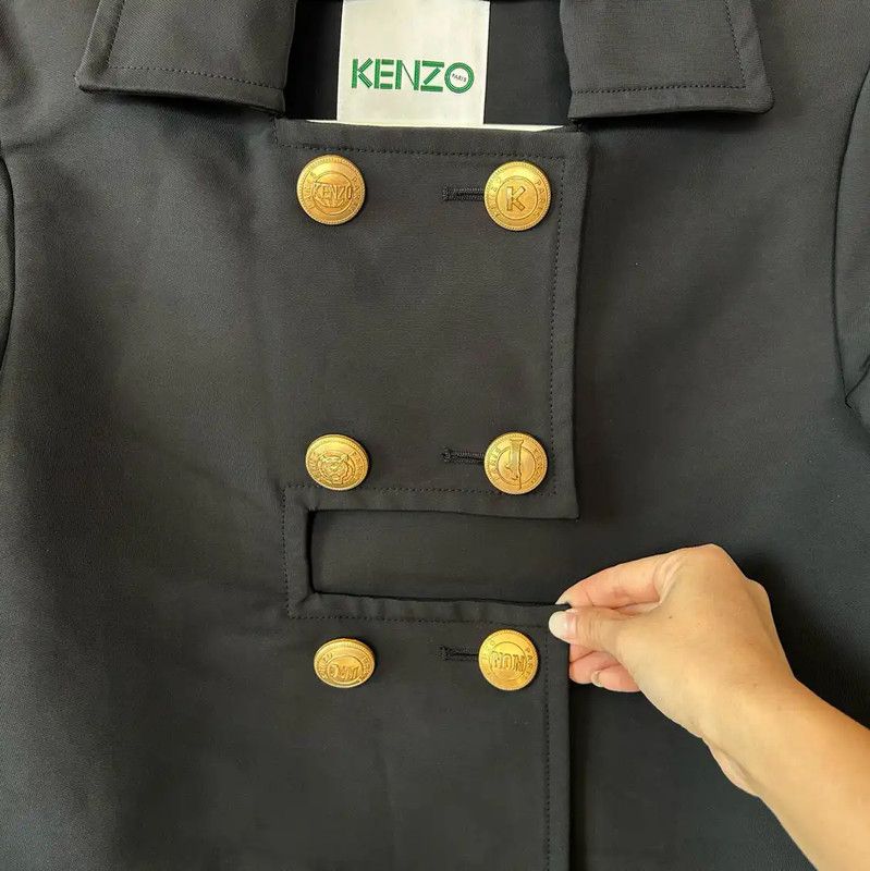 Kenzo KENZO Black Mid-Length Coat with Gold Buttons 0089 Size M / US 6-8 / IT 42-44 - 3 Thumbnail