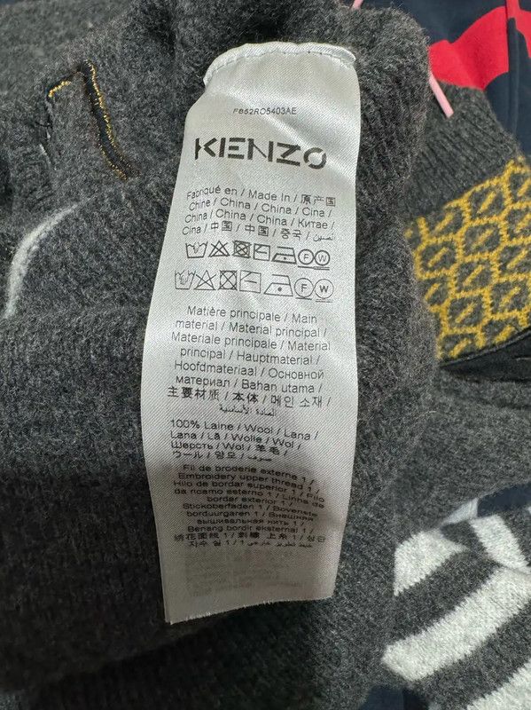 Kenzo Gray Wool Embroidered Dress 0089