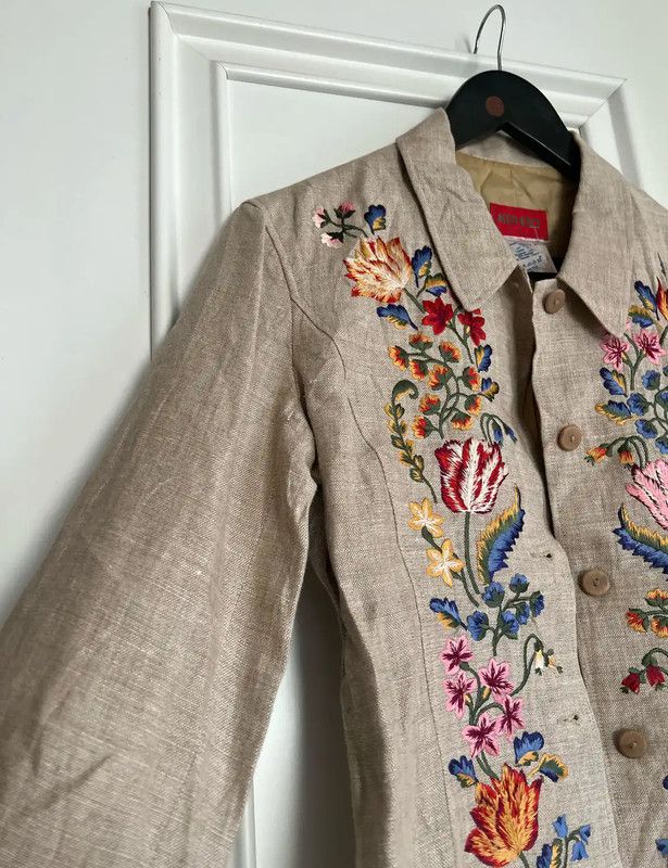 Kenzo KENZO Beige Women's Embroidered Cardigan 0089 Size M / US 6-8 / IT 42-44 - 6 Thumbnail