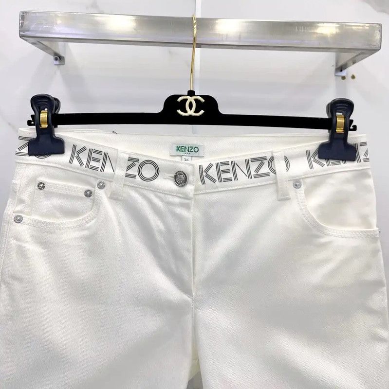 Kenzo Kenzo White Cotton Blend Casual Pants 0089 Size 23" - 3 Thumbnail