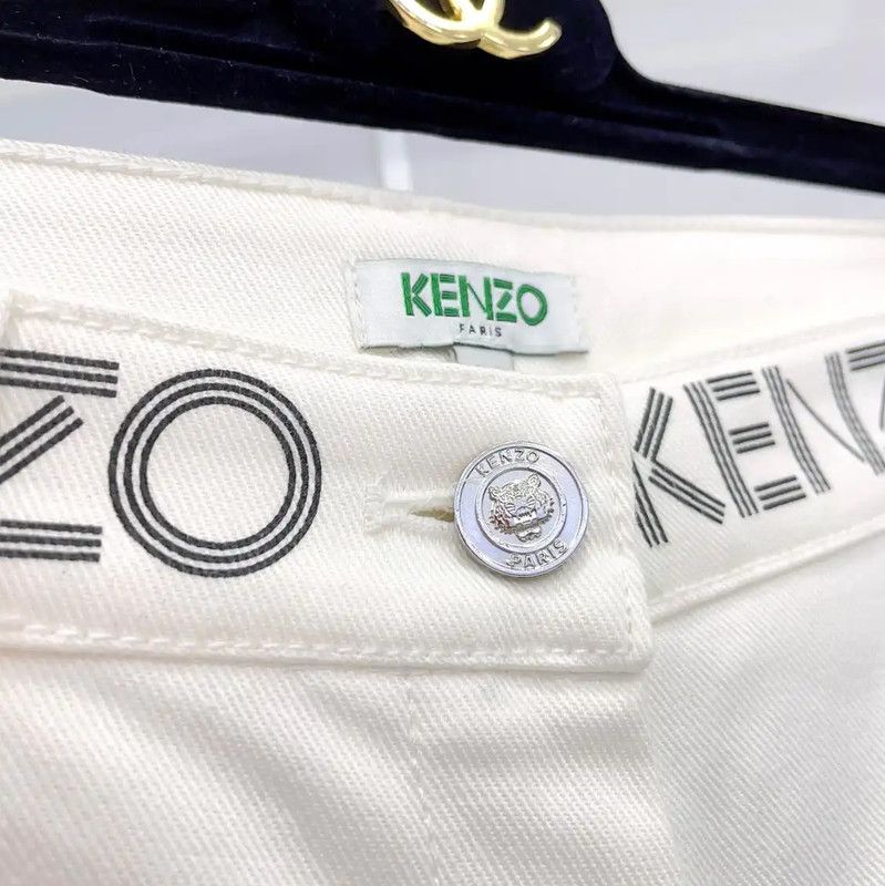 Kenzo Kenzo White Cotton Blend Casual Pants 0089 Size 23" - 6 Thumbnail