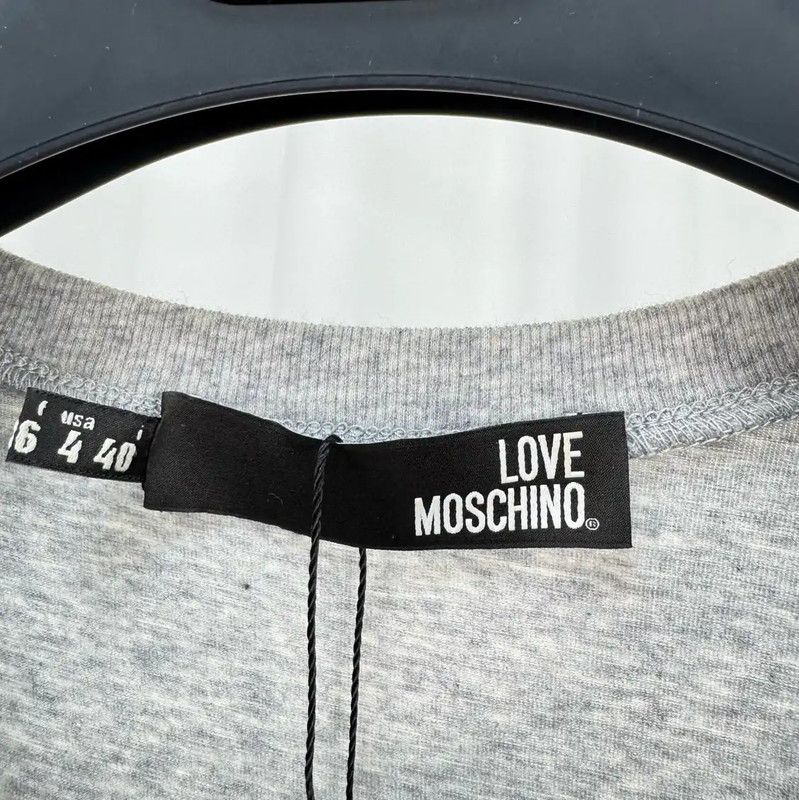 Moschino Moschino Grey Cotton Logo T-Shirt for Women 0089 Size L / US 10 / IT 46 - 5 Thumbnail
