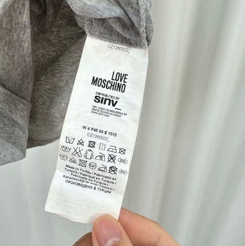 Moschino Moschino Grey Cotton Logo T-Shirt for Women 0089 Size L / US 10 / IT 46 - 6 Thumbnail