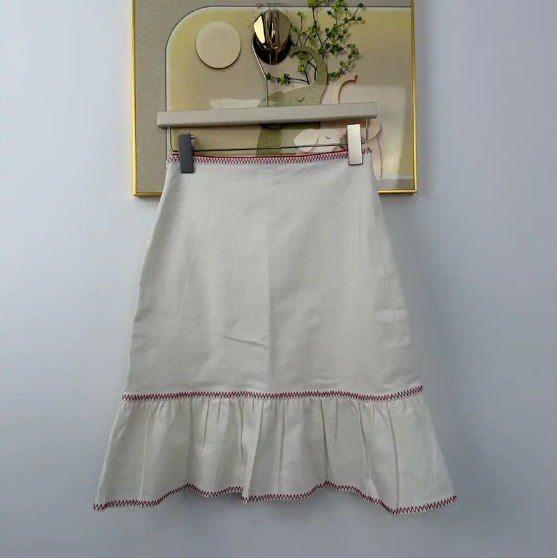 Moschino Moschino White Cotton Blend Summer Skirt 0089 Size 23" - 2 Thumbnail