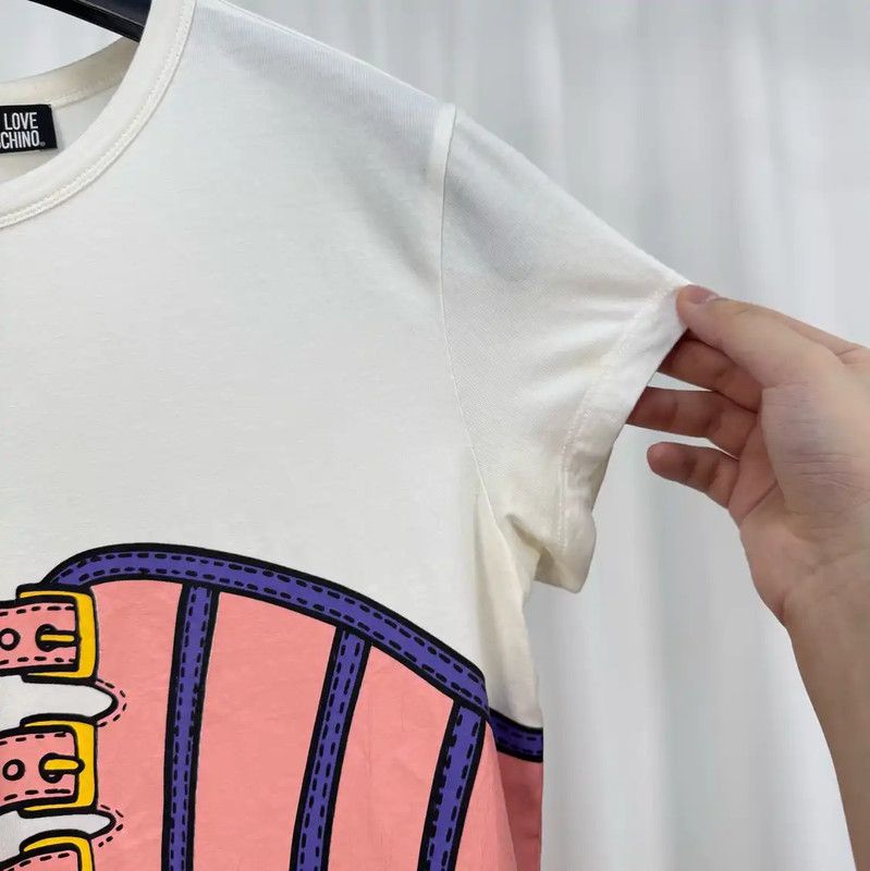 Moschino Moschino Summer White Logo T-Shirt for Women 0089 Size L / US 10 / IT 46 - 4 Thumbnail