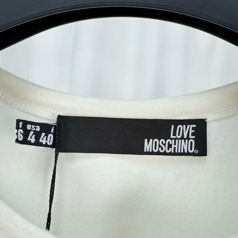 Moschino Moschino Summer White Logo T-Shirt for Women 0089 Size L / US 10 / IT 46 - 5 Thumbnail