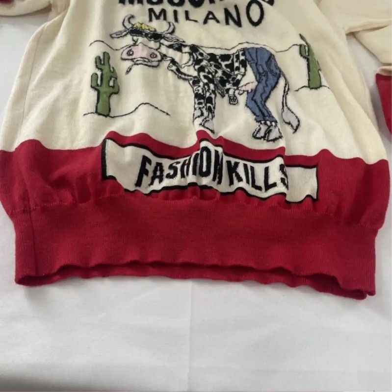 Moschino Moschino Red Women's Sweater with Cow Print 0089 Size M / US 6-8 / IT 42-44 - 8 Thumbnail