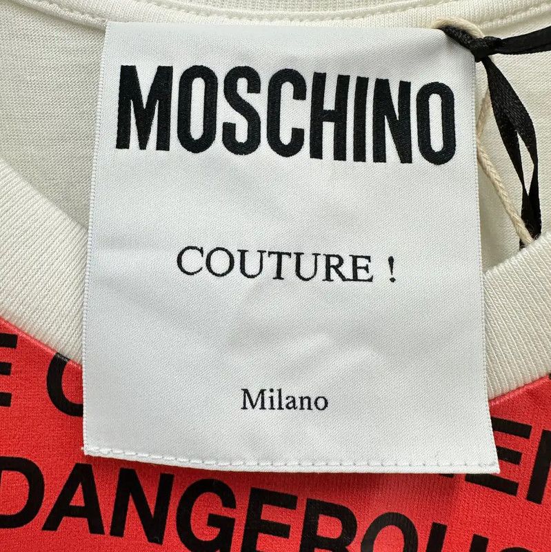 Moschino Moschino Women's White Graphic Short Sleeve T-Shirt 0089 Size XS / US 0-2 / IT 36-38 - 3 Thumbnail