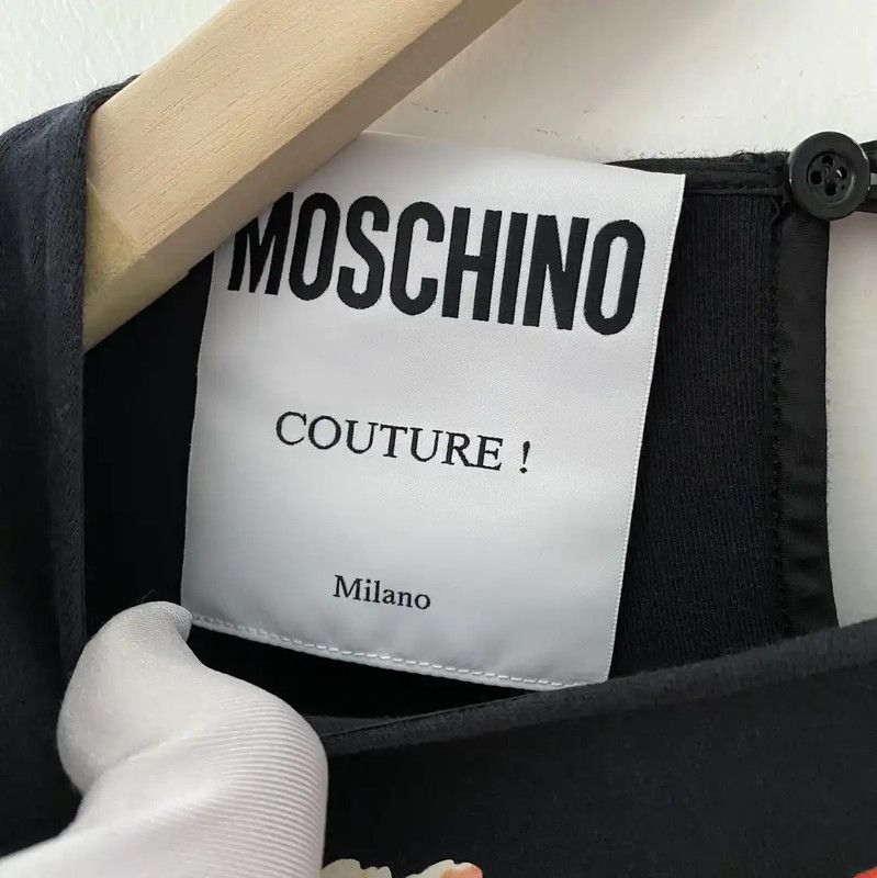 Moschino Moschino Black Floral Print Short Sleeve Dress 0089 Size S / US 4 / IT 40 - 6 Thumbnail
