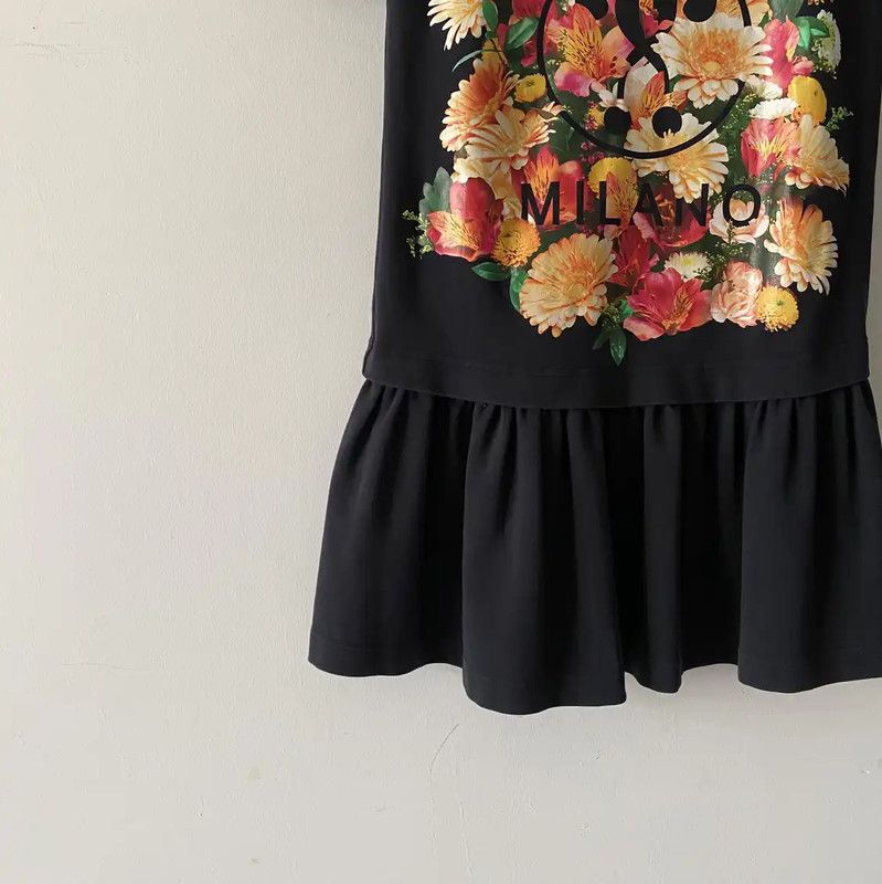 Moschino Moschino Black Floral Print Short Sleeve Dress 0089 Size S / US 4 / IT 40 - 4 Thumbnail