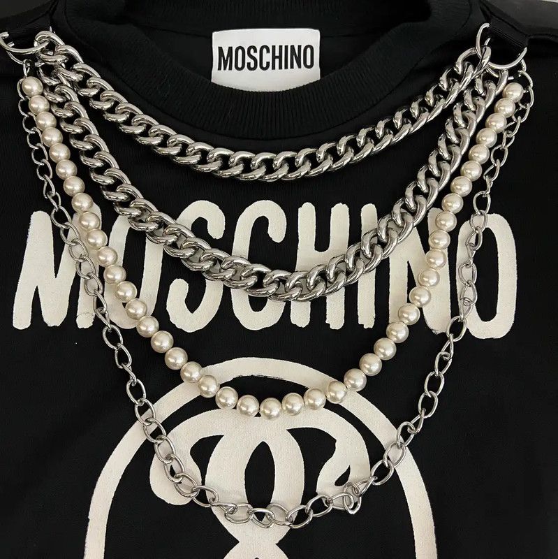 Moschino Moschino Black Cotton Blend Short Sleeve Sweatshirt 0089 Size S / US 4 / IT 40 - 3 Thumbnail