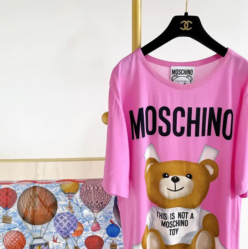 Moschino Moschino Pink Bear Graphic Dress 0089 Size XS / US 0-2 / IT 36-38 - 3 Thumbnail