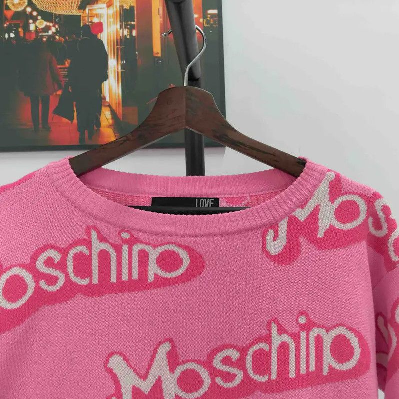 Moschino Moschino Pink Cotton Long Sleeve Pullover Sweater 0089 Size L / US 10 / IT 46 - 6 Thumbnail