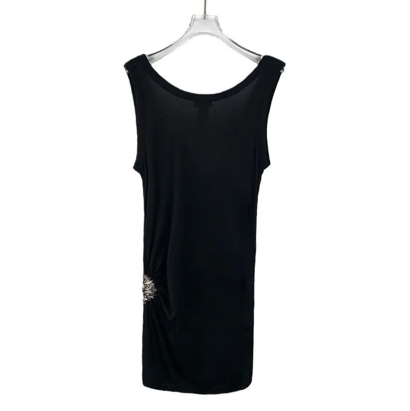 Moschino Moschino Black Silk Dress with Embellishment 0089 Size M / US 6-8 / IT 42-44 - 2 Thumbnail