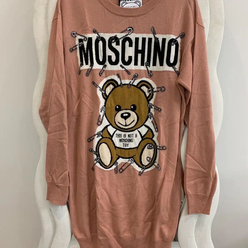 Moschino Moschino Pink Wool Blend Long Sleeve Dress 0089 Size XS / US 0-2 / IT 36-38 - 3 Thumbnail