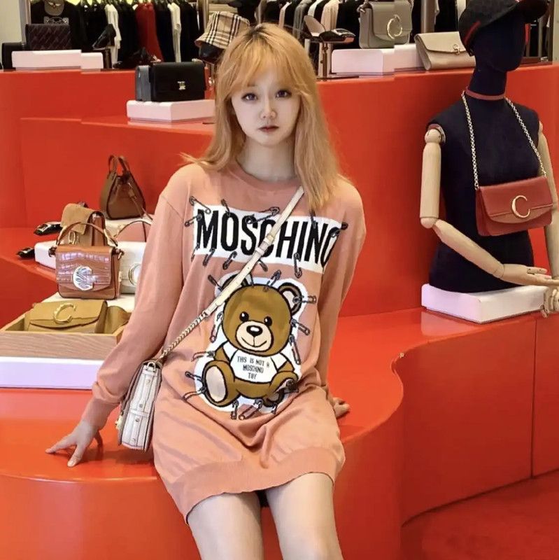 Moschino Moschino Pink Wool Blend Long Sleeve Dress 0089 Size XS / US 0-2 / IT 36-38 - 7 Thumbnail