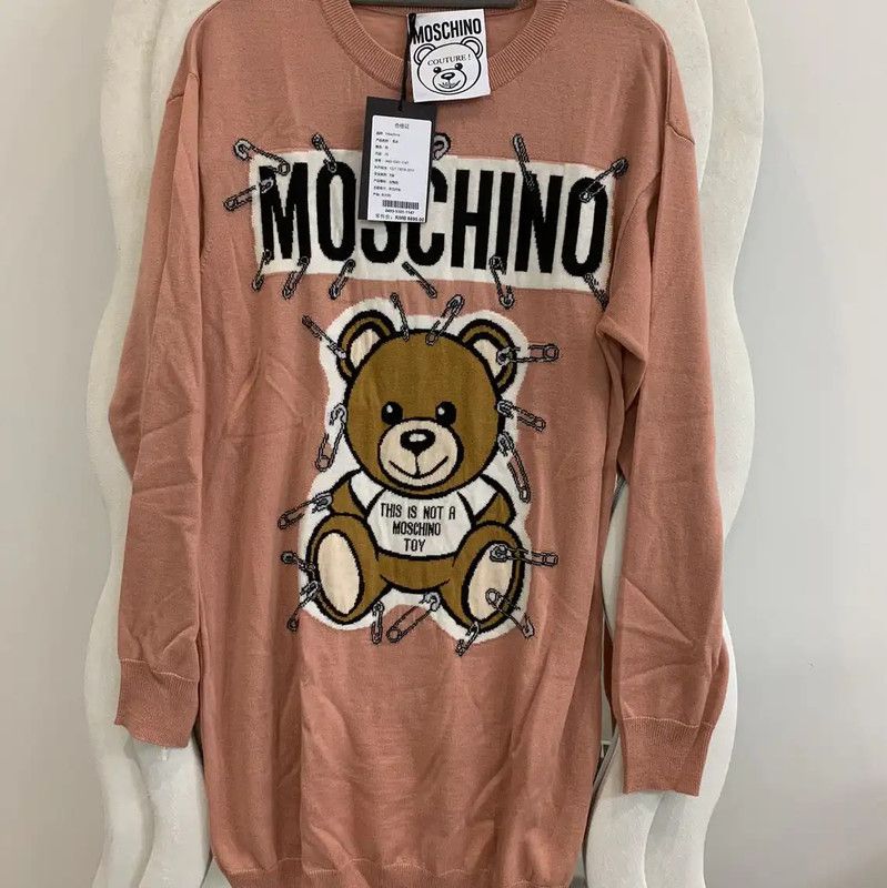 Moschino Moschino Pink Wool Blend Long Sleeve Dress 0089 Size XS / US 0-2 / IT 36-38 - 2 Thumbnail