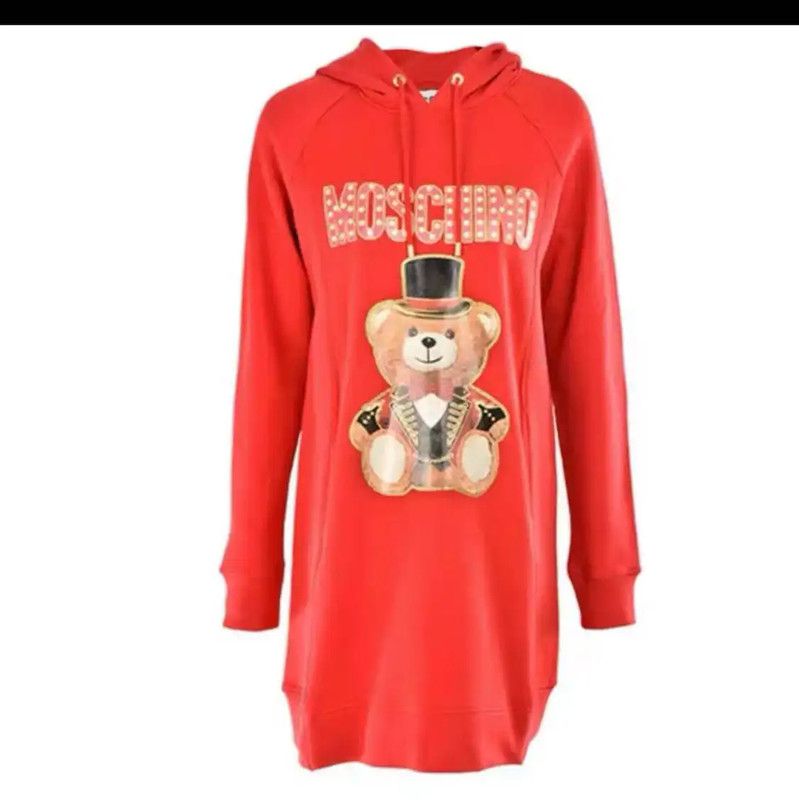 Moschino Moschino Red Cotton Women's Hoodie with Bear Design 0089 Size XXL / US 16-18 / IT 52-54 - 8 Thumbnail
