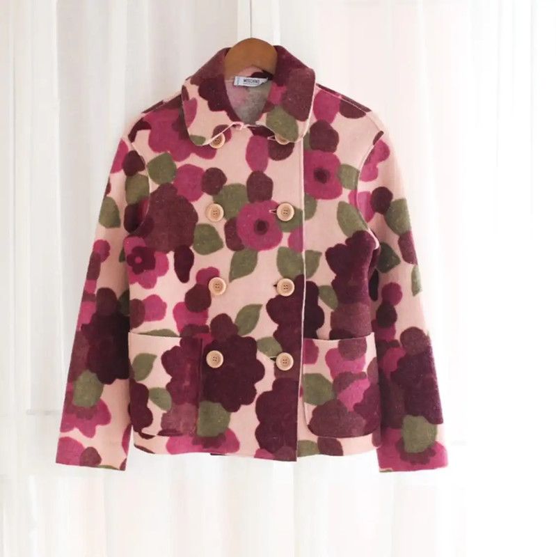 Moschino Moschino Floral Wool Coat in Multicolor 0089 Size M / US 6-8 / IT 42-44 - 3 Thumbnail