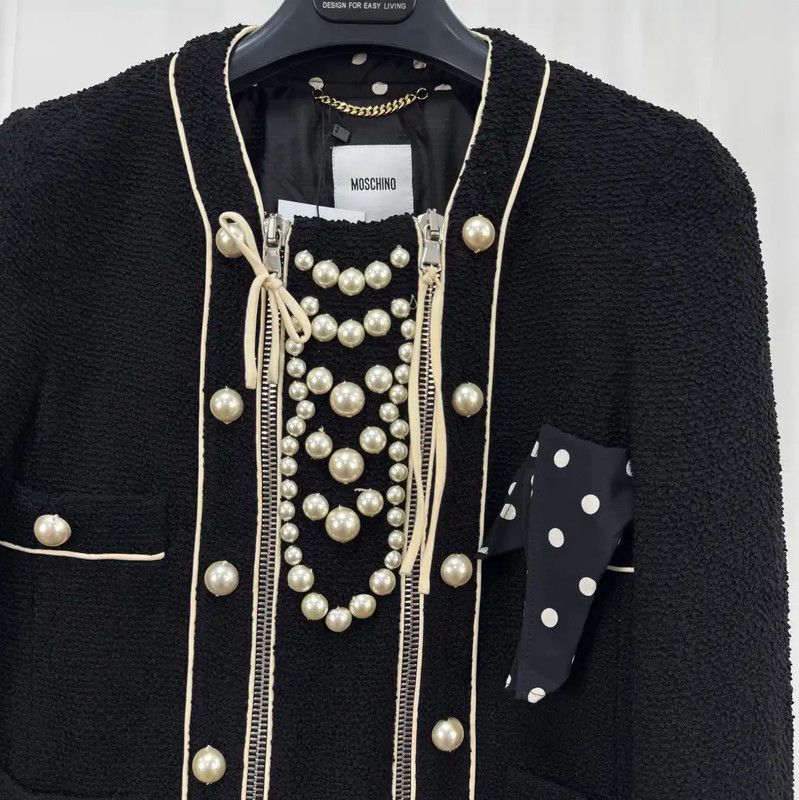 Moschino Moschino Black Wool Blend Logo Jacket 0089 Size XL / US 12-14 / IT 48-50 - 3 Thumbnail