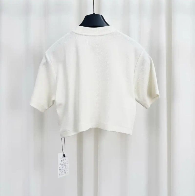 Off-White Off-White White Cotton Printed Cropped T-shirt 0089 Size XXS / US 00 / IT 34 - 2 Thumbnail