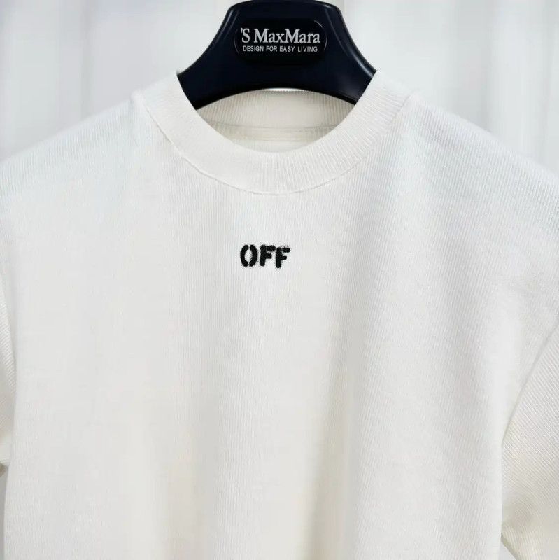 Off-White Off-White White Cotton Printed Cropped T-shirt 0089 Size XXS / US 00 / IT 34 - 3 Thumbnail