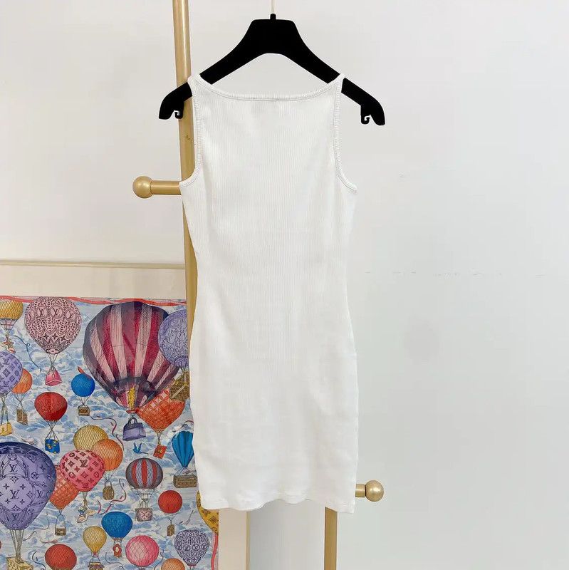 Off-White Off-White White Cotton Sleeveless Dress 0089 Size L / US 10 / IT 46 - 2 Thumbnail