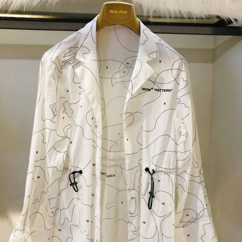 Off-White Off-White Patterned Mid-Length Cotton Dress 0089 Size XS / US 0-2 / IT 36-38 - 3 Thumbnail