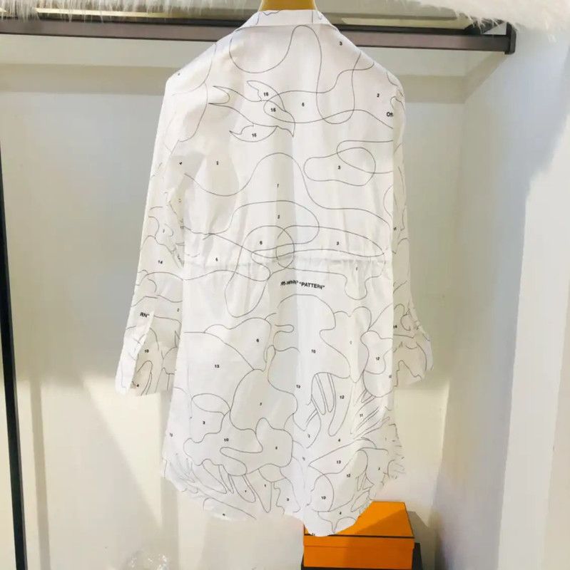 Off-White Off-White Patterned Mid-Length Cotton Dress 0089 Size XS / US 0-2 / IT 36-38 - 4 Thumbnail