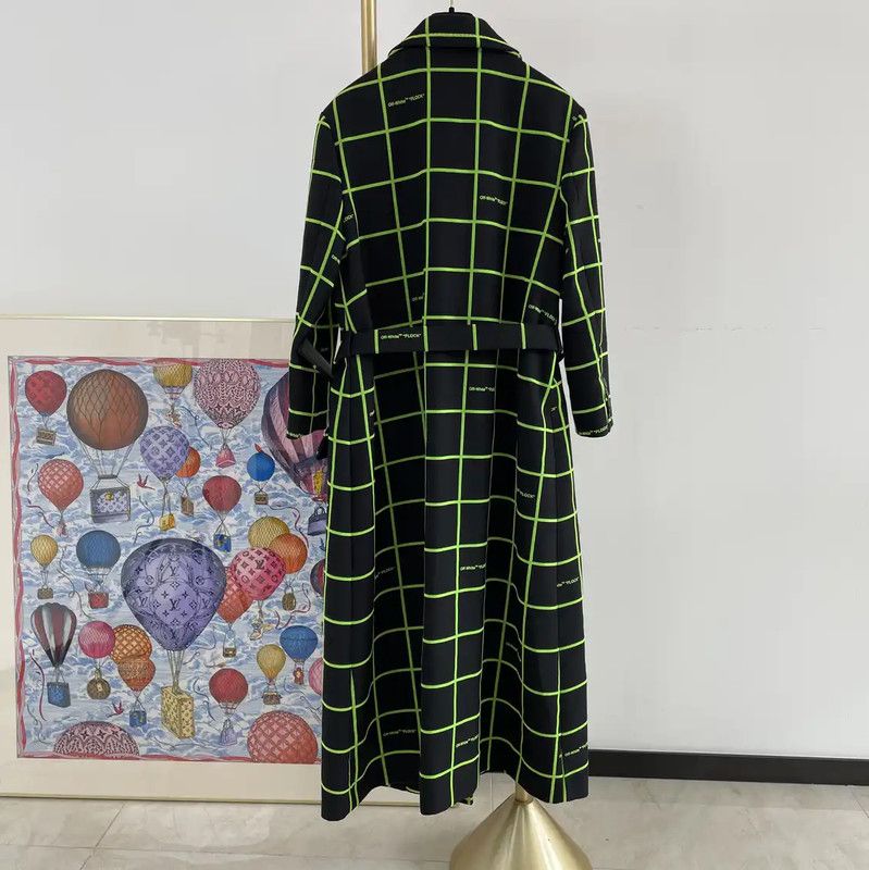 Off-White Off-White Green Plaid Long Coat 0089 Size S / US 4 / IT 40 - 2 Thumbnail
