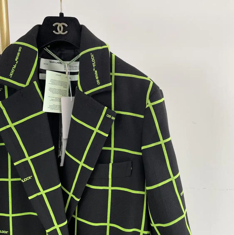 Off-White Off-White Green Plaid Long Coat 0089 Size S / US 4 / IT 40 - 3 Thumbnail