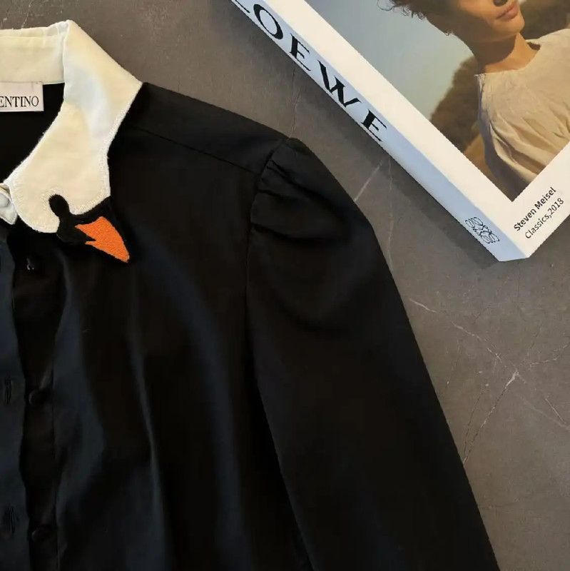 Valentino Valentino Black Cotton Blend Women's Shirt 0089 Size ONE SIZE - 4 Thumbnail