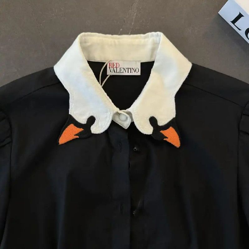 Valentino Valentino Black Cotton Blend Women's Shirt 0089 Size ONE SIZE - 3 Thumbnail